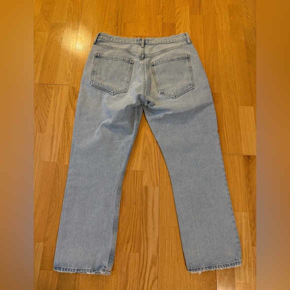 Agolde Riley High Rise Button Fly Straight Crop Denim Jeans Size 30 * Flaws - Picture 4 of 14